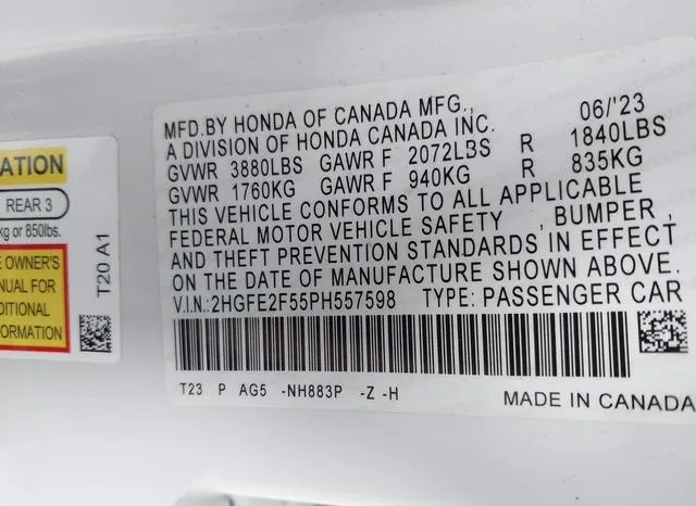 2HGFE2F55PH557598 2023 2023 Honda Civic- Sport 9