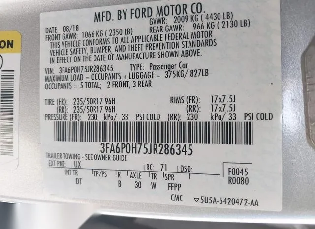 3FA6P0H75JR286345 2018 2018 Ford Fusion- SE 9