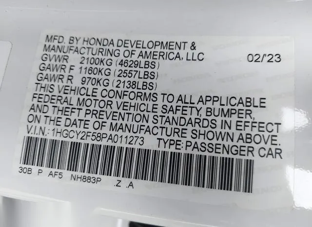 1HGCY2F58PA011273 2023 2023 Honda Accord- Hybrid Sport 9