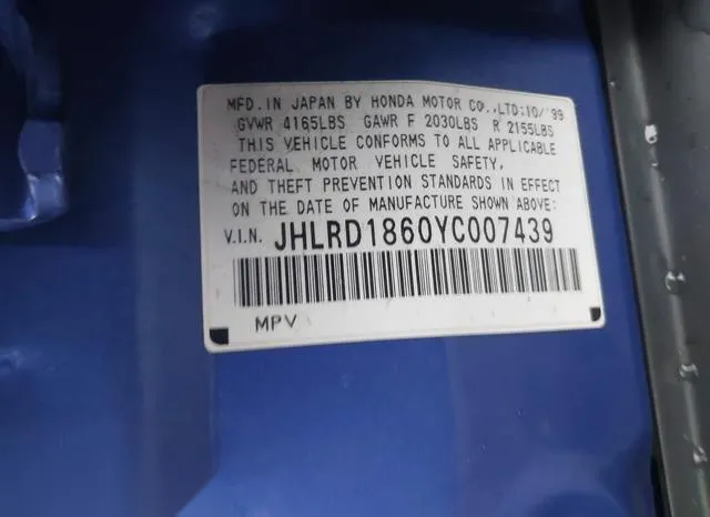 JHLRD1860YC007439 2000 2000 Honda CR-V- EX 9