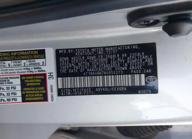 4T1BB46K78U055273 2008 2008 Toyota Camry- Hybrid 9