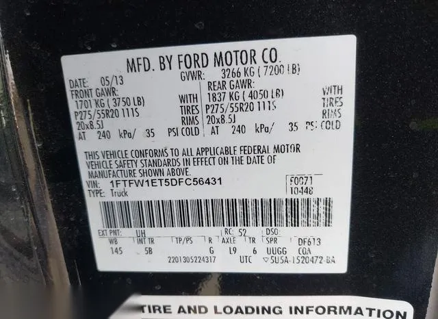 1FTFW1ET5DFC56431 2013 2013 Ford F-150- FX4 9