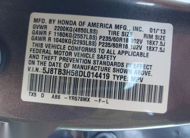 5J8TB3H58DL014419 2013 2013 Acura RDX 9