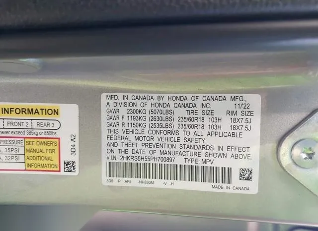 2HKRS5H55PH700897 2023 2023 Honda CR-V- Hybrid Sport 9