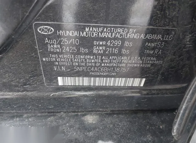 5NPEC4AC6BH138757 2011 2011 Hyundai Sonata- Limited 9