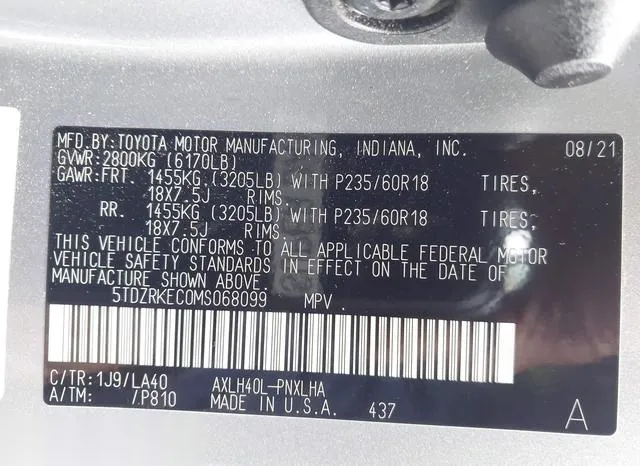 5TDZRKEC0MS068099 2021 2021 Toyota Sienna- Limited 9