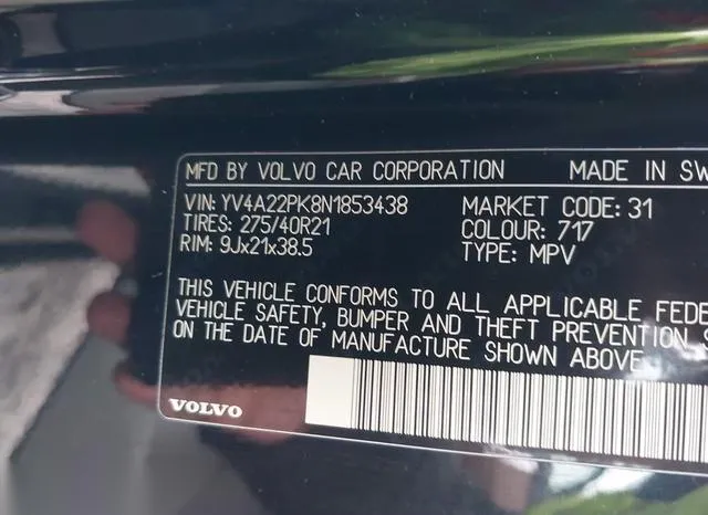 YV4A22PK8N1853438 2022 2022 Volvo XC90- T6 Momentum 7 Passe 9