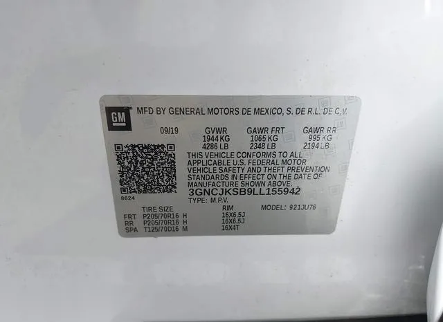 3GNCJKSB9LL155942 2020 2020 Chevrolet Trax- Fwd Ls 9