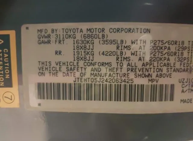 JTEHT05J242063425 2004 2004 Toyota Land Cruiser 9