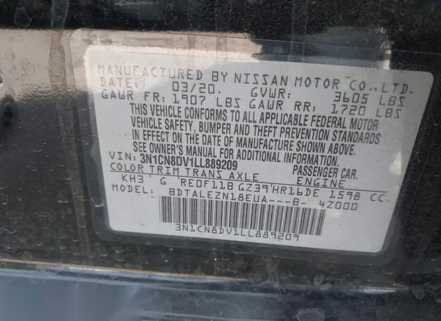 3N1CN8DV1LL889209 2020 2020 Nissan Versa- S Xtronic Cvt 9