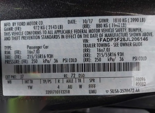 1FADP3F28JL206146 2018 2018 Ford Focus- SE 9