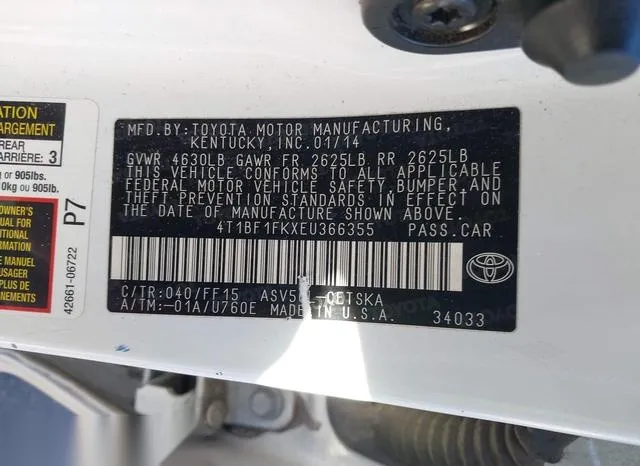 4T1BF1FKXEU366355 2014 2014 Toyota Camry- SE 9