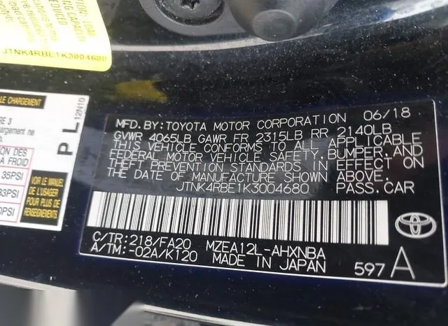 JTNK4RBE1K3004680 2019 2019 Toyota Corolla- SE 9