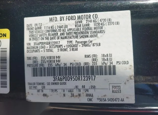 3FA6P0D95DR123917 2013 2013 Ford Fusion- Titanium 9