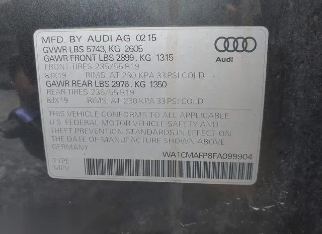 WA1CMAFP8FA099904 2015 2015 Audi Q5- 3-0 Tdi Premium Plus 9