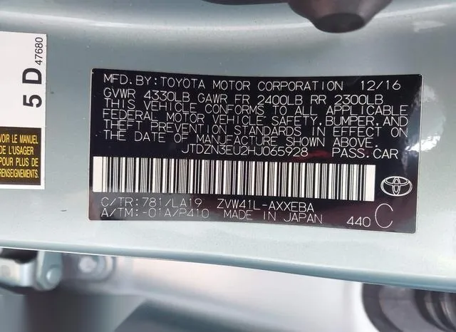 JTDZN3EU2HJ065928 2017 2017 Toyota Prius- V Four 9