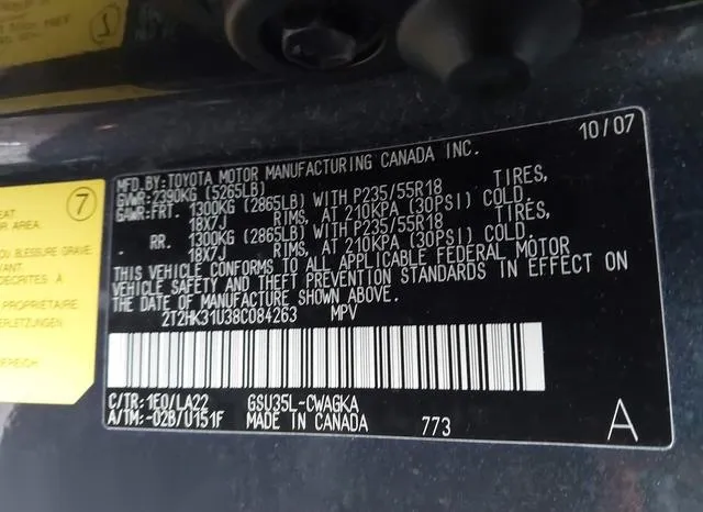 2T2HK31U38C084263 2008 2008 Lexus RX- 350 9