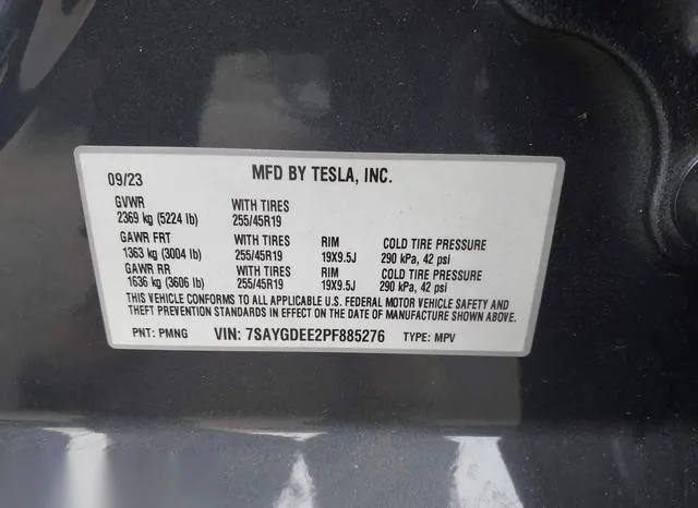 7SAYGDEE2PF885276 2023 2023 Tesla Model Y- Awd/Long Range D 9