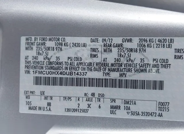 1FMCU0HX4DUB14337 2013 2013 Ford Escape- Sel 9