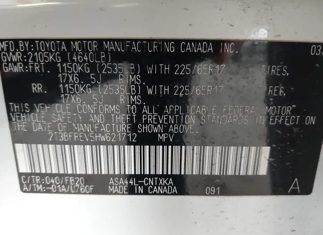 2T3BFREV5HW621712 2017 2017 Toyota RAV4- LE 9