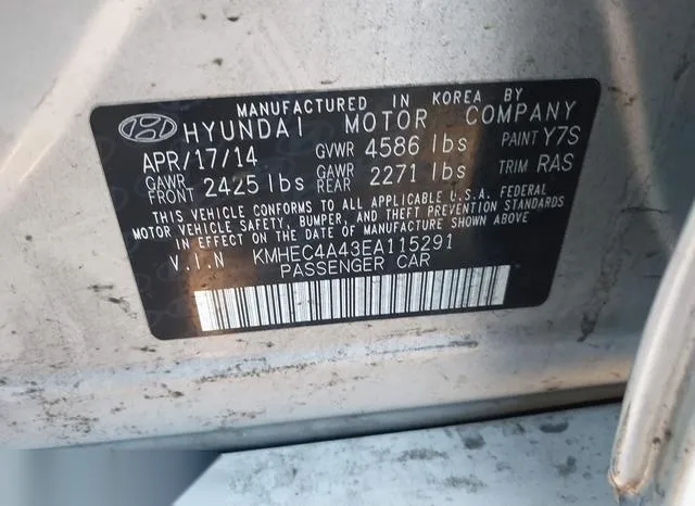 KMHEC4A43EA115291 2014 2014 Hyundai Sonata- Hybrid 9