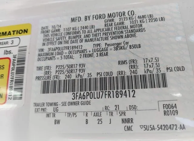 3FA6P0LU7FR189412 2015 2015 Ford Fusion- Hybrid SE 9