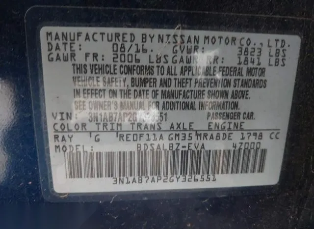 3N1AB7AP2GY326551 2016 2016 Nissan Sentra- S 9