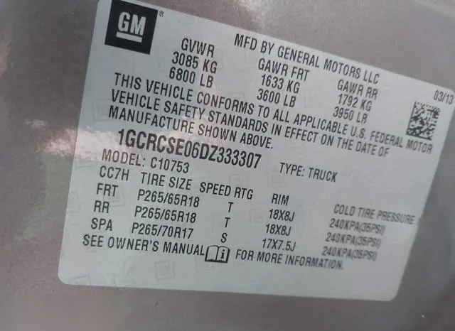 1GCRCSE06DZ333307 2013 2013 Chevrolet Silverado 1500- LT 9