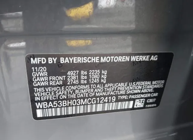 WBA53BH03MCG12419 2021 2021 BMW 5 Series- 530I 9