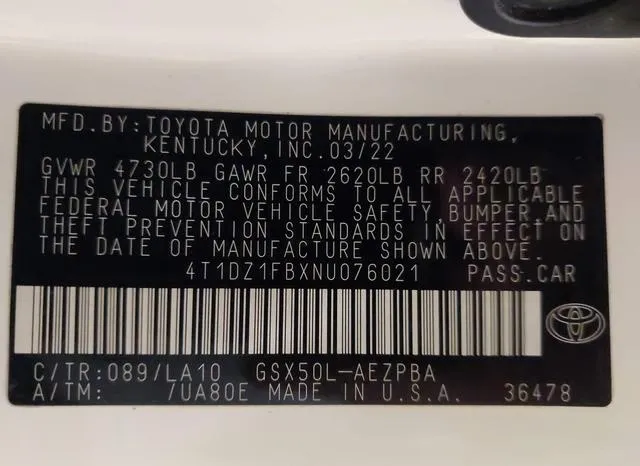 4T1DZ1FBXNU076021 2022 2022 Toyota Avalon- Limited 9