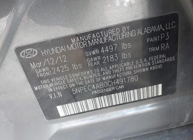 5NPEC4AB0CH491780 2012 2012 Hyundai Sonata- Limited 2-0T 9