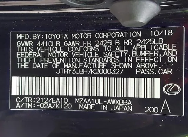 JTHY3JBH7K2000327 2019 2019 Lexus UX 200 9