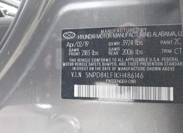 5NPD84LF1KH486146 2019 2019 Hyundai Elantra- Value Edition 9