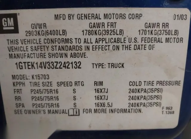 1GTEK14V33Z242132 2003 2003 GMC Sierra- 1500 9