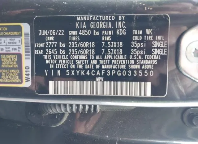 5XYK4CAF3PG033550 2023 2023 KIA Sportage- SX 9