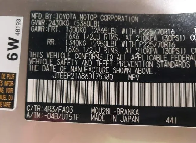 JTEEP21A860175380 2006 2006 Toyota Highlander- V6 9