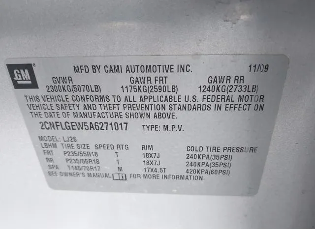 2CNFLGEW5A6271017 2010 2010 Chevrolet Equinox- Ltz 9