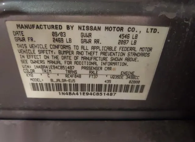 1N4BA41E94C851487 2004 2004 Nissan Maxima- 3-5 SL 9