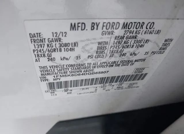 1FM5K8D84DGB85807 2013 2013 Ford Explorer- Xlt 9