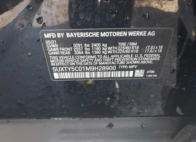 5UXTY5C01M9H28900 2021 2021 BMW X3- Xdrive30I 9