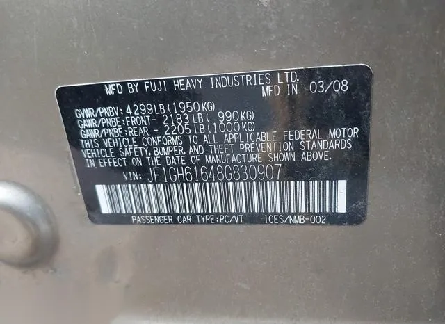 JF1GH61648G830907 2008 2008 Subaru Impreza- 2-5I 9