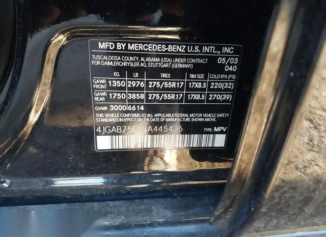 4JGAB75E53A445436 2003 2003 Mercedes-Benz ML 500 9