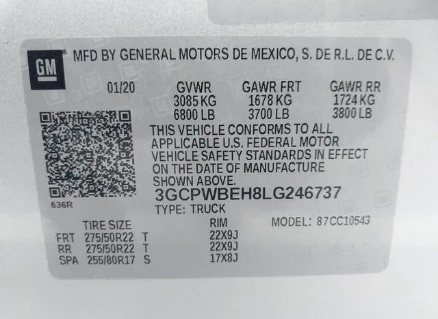 3GCPWBEH8LG246737 2020 2020 Chevrolet Silverado 1500- 2Wd 9