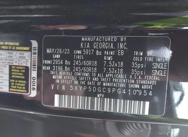 5XYP5DGC9PG410954 2023 2023 KIA Telluride- Sx Prestige X-Pro 9