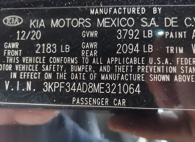 3KPF34AD8ME321064 2021 2021 KIA Forte- Gt-Line 9