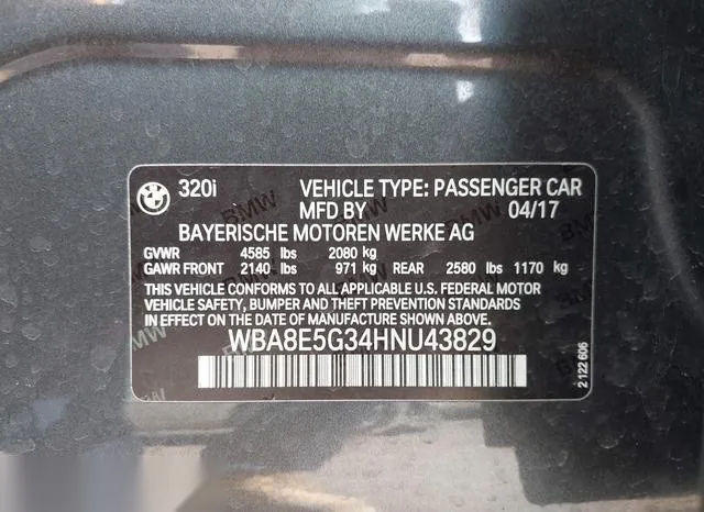 WBA8E5G34HNU43829 2017 2017 BMW 3 Series- 320I Xdrive 9