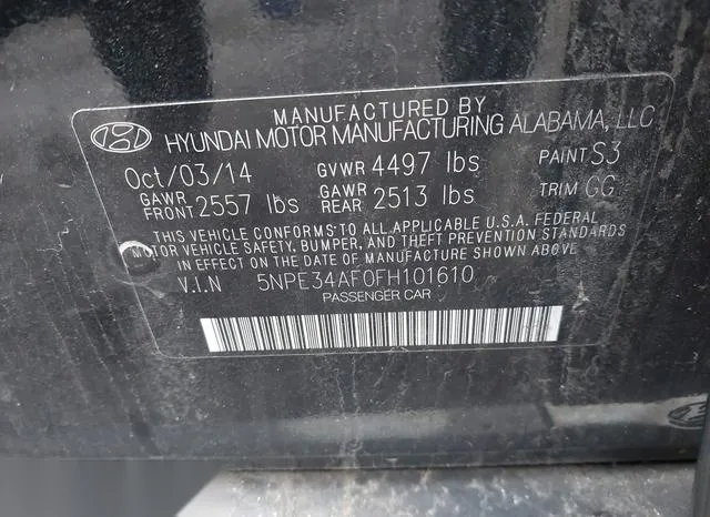 5NPE34AF0FH101610 2015 2015 Hyundai Sonata- Limited 9