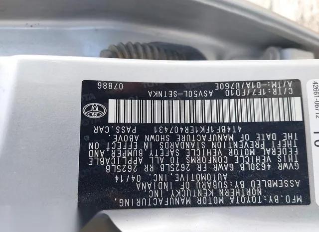 4T4BF1FK1ER407431 2014 2014 Toyota Camry- LE 9