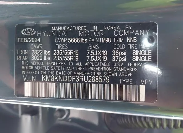 KM8KNDDF3RU288579 2024 2024 Hyundai Ioniq 5- Sel 9