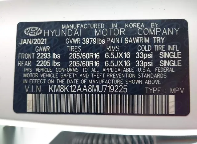 KM8K12AA8MU719225 2021 2021 Hyundai Kona- SE 9